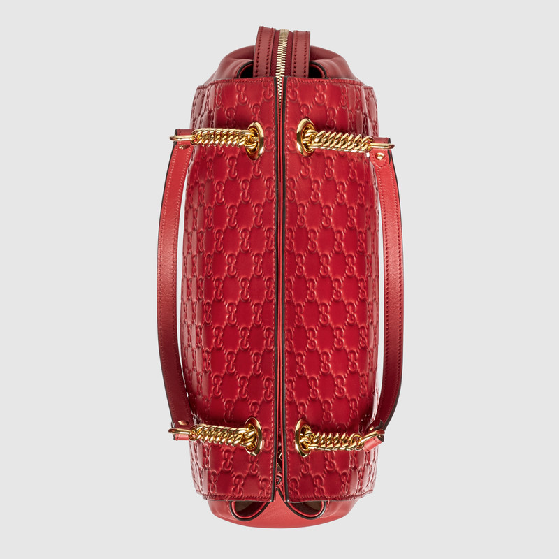 453773 Gucci Signature 柔軟質地 皮革 手提肩背包 芙蓉紅
