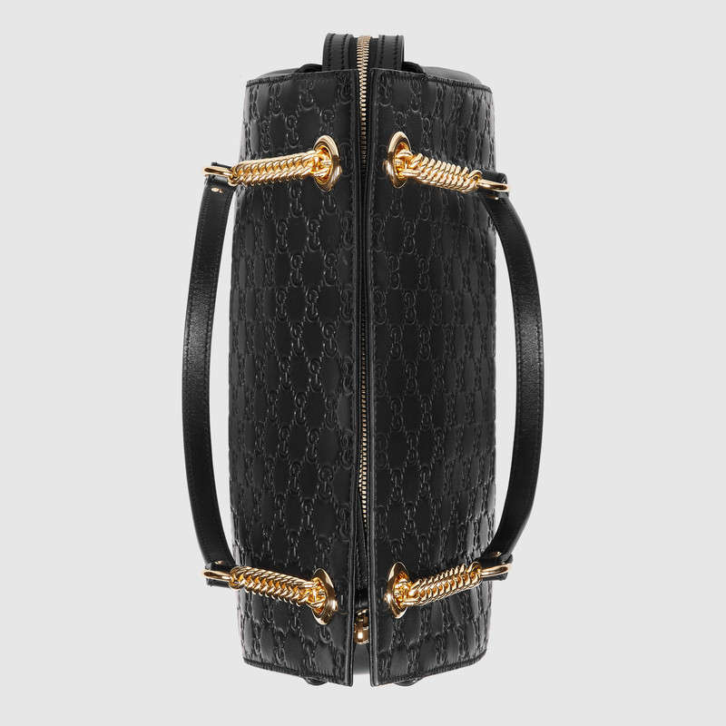 453773 Gucci Signature 柔軟質地 皮革 手提肩背包 黑色