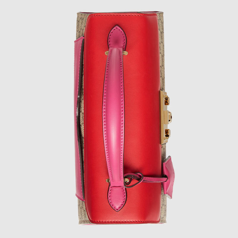 453188 Padlock 系列 GG Supreme高級人造帆布 手提包 紅配玫紅