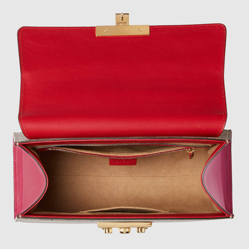 453188 Padlock 系列 GG Supreme高級人造帆布 手提包 紅配玫紅