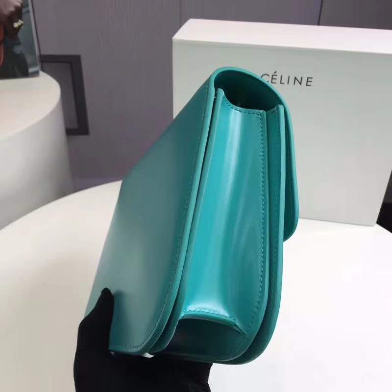 賽琳Celine box女包 賽琳豆腐包 Celine CLASSIC中號 單肩斜挎包 蒂芙尼藍