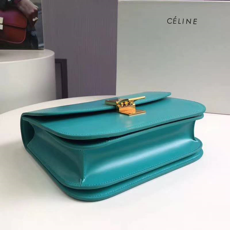 賽琳Celine box女包 賽琳豆腐包 Celine CLASSIC中號 單肩斜挎包 蒂芙尼藍賽琳Celine box女包 賽琳豆腐包 Celine CLASSIC中號 單肩斜挎包 蒂芙尼藍