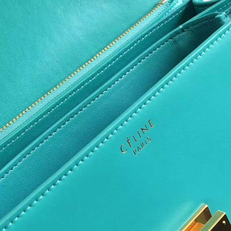 賽琳Celine box女包 賽琳豆腐包 Celine CLASSIC中號 單肩斜挎包 蒂芙尼藍