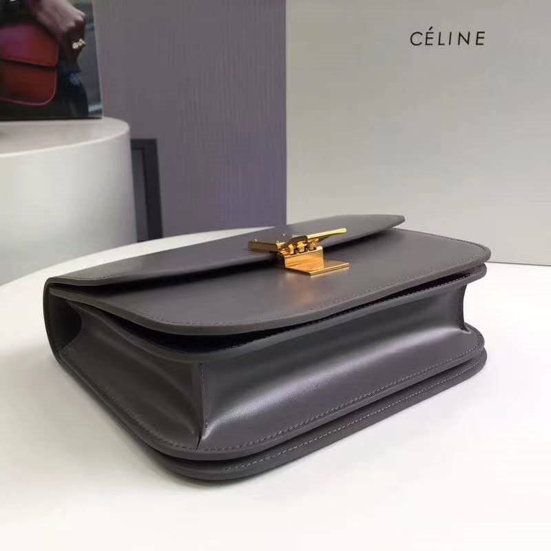賽琳Celine box女包 賽琳豆腐包 Celine CLASSIC中號 單肩斜挎包 深灰色