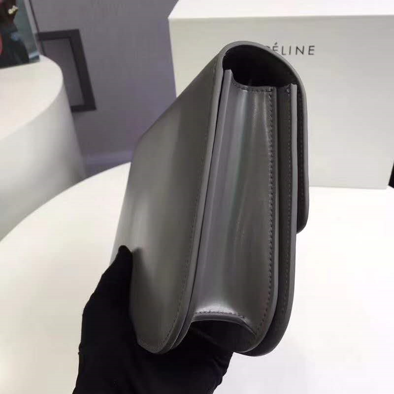 賽琳Celine box女包 賽琳豆腐包 Celine CLASSIC中號 單肩斜挎包 深灰色