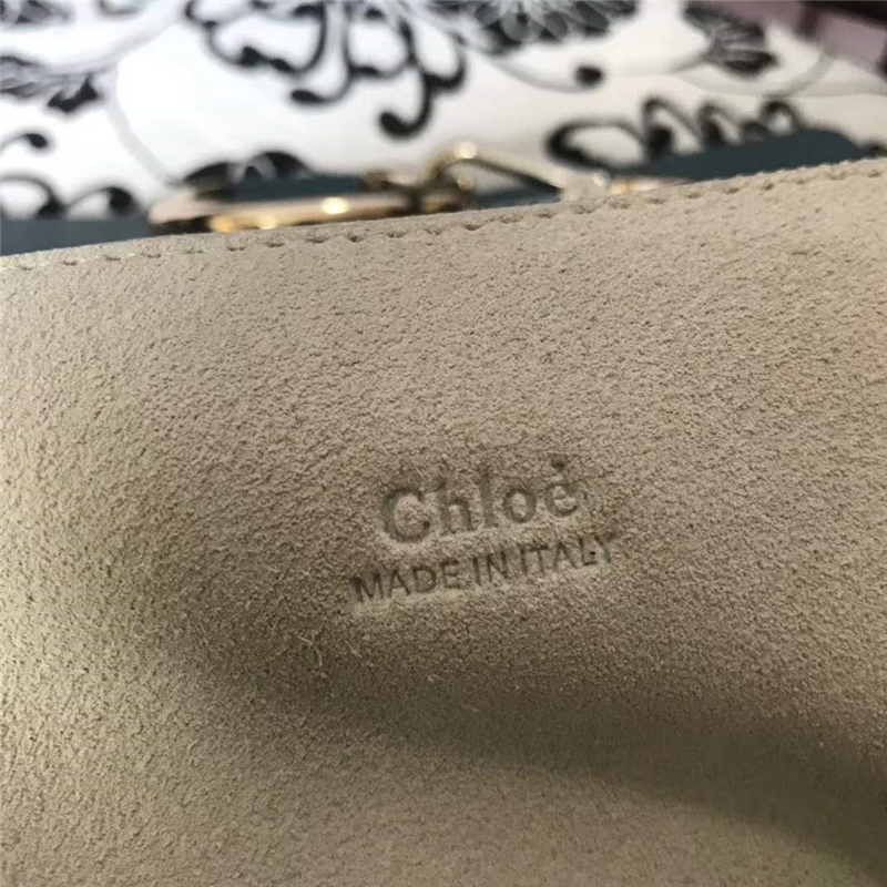 70652 Chloé Faye 珂洛伊 大號 牛皮配磨砂皮 圓環鏈條 單肩斜挎包 綠色