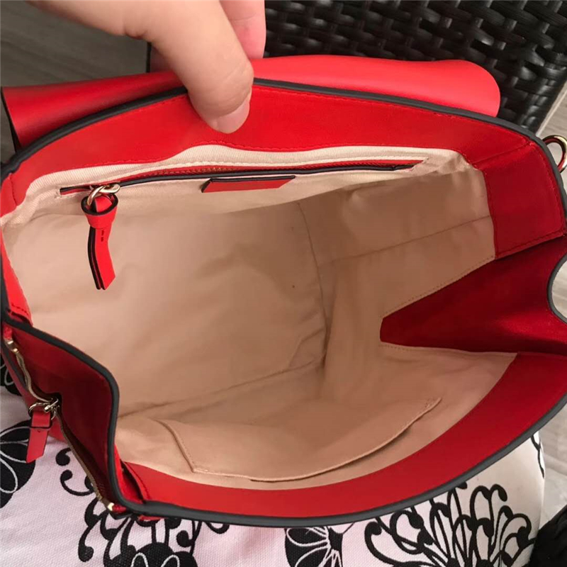Chloe 珂洛伊 Faye backpack 牛皮配磨砂皮 圓環(huán)鏈條 大號雙肩包 大紅色