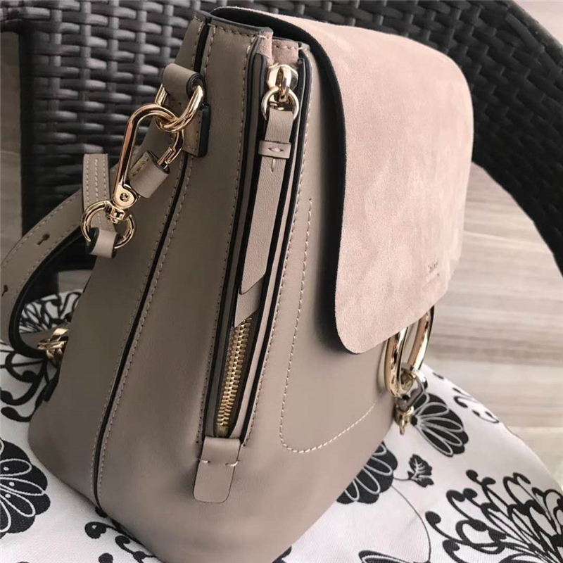 Chloe 珂洛伊 Faye backpack 牛皮配磨砂皮 圓環(huán)鏈條 大號(hào)雙肩包 大象灰