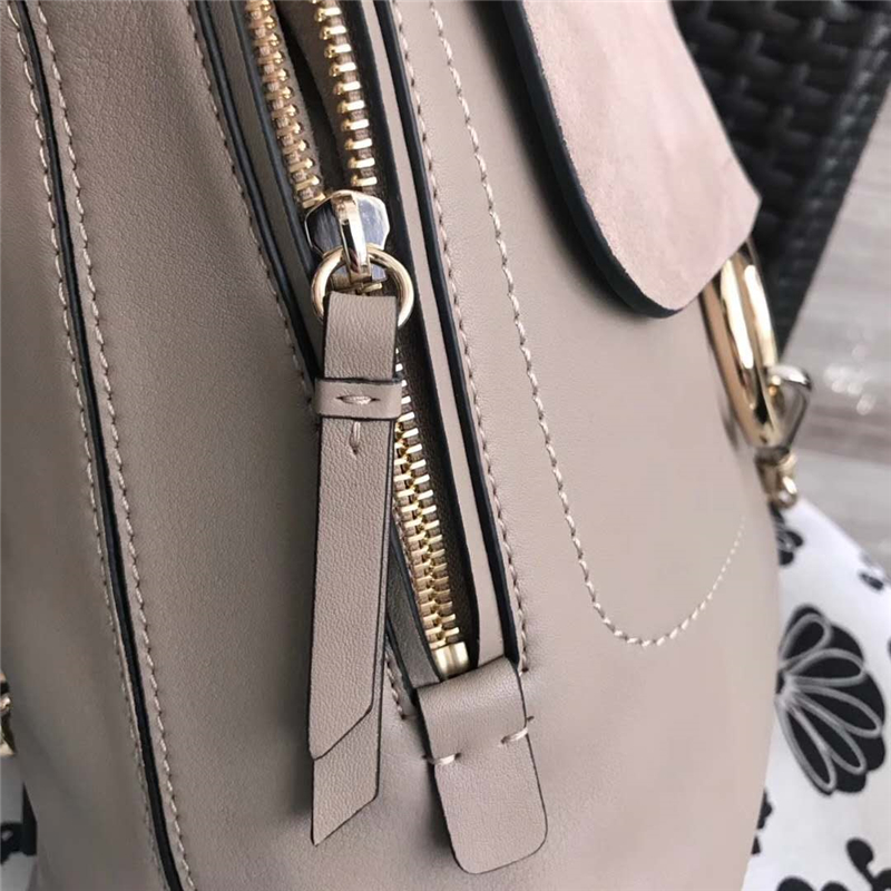 Chloe 珂洛伊 Faye backpack 牛皮配磨砂皮 圓環(huán)鏈條 大號(hào)雙肩包 大象灰