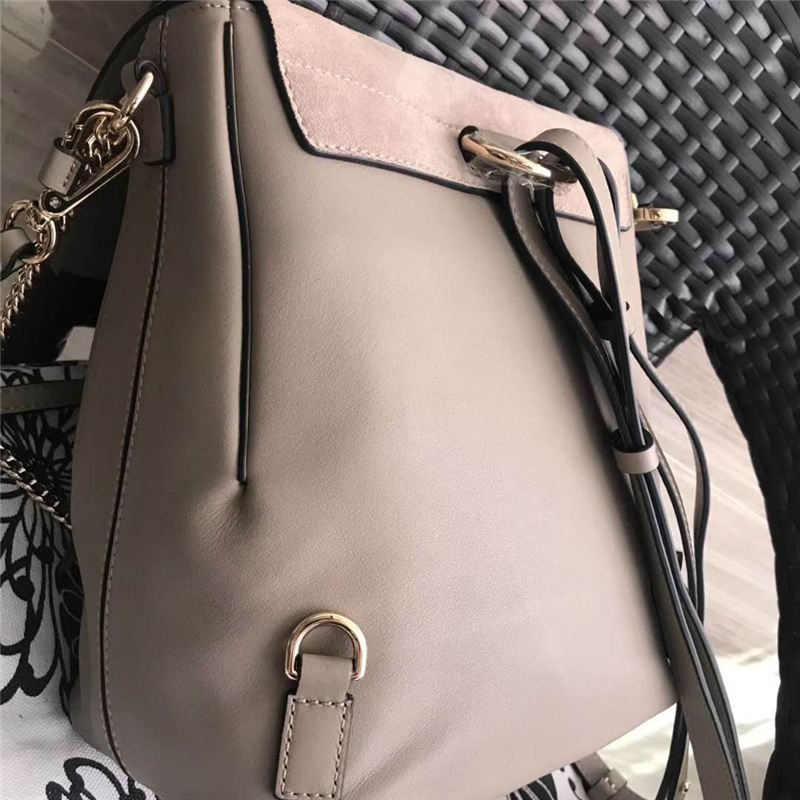 Chloe 珂洛伊 Faye backpack 牛皮配磨砂皮 圓環(huán)鏈條 大號(hào)雙肩包 大象灰