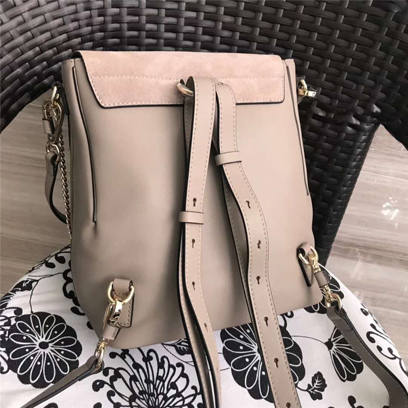 Chloe 珂洛伊 Faye backpack 牛皮配磨砂皮 圓環(huán)鏈條 大號(hào)雙肩包 大象灰