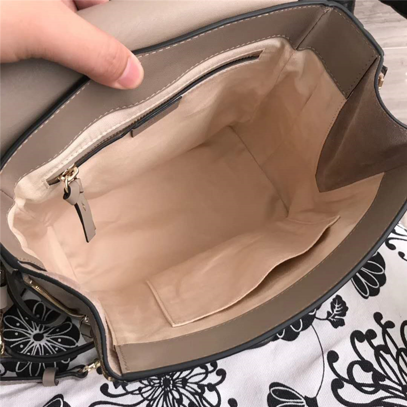 Chloe 珂洛伊 Faye backpack 牛皮配磨砂皮 圓環(huán)鏈條 大號(hào)雙肩包 大象灰