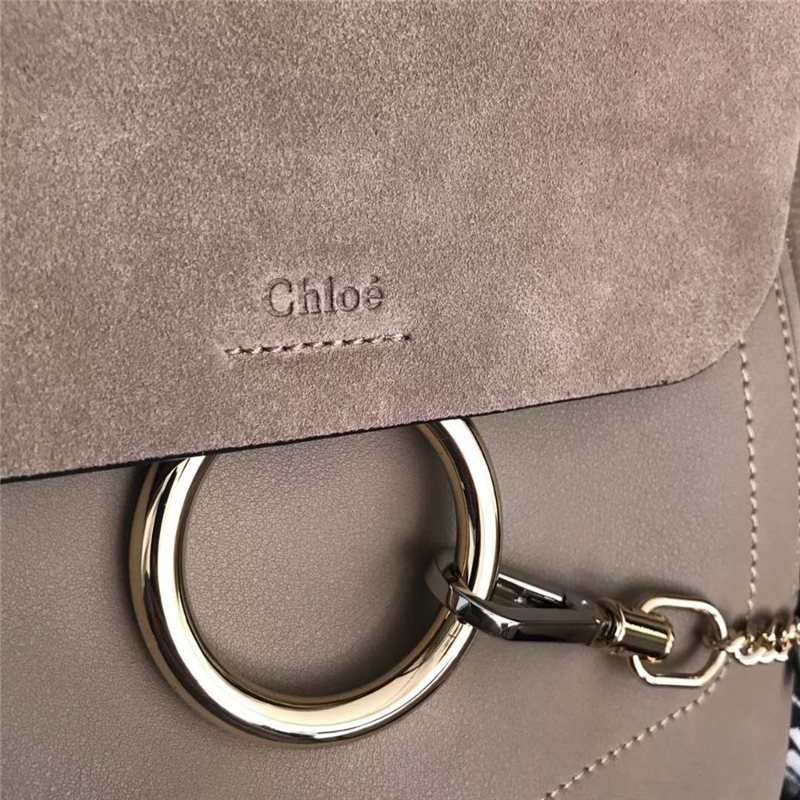 Chloe 珂洛伊 Faye backpack 牛皮配磨砂皮 圓環(huán)鏈條 大號(hào)雙肩包 大象灰
