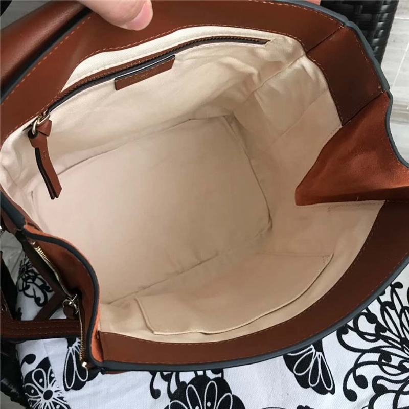 Chloe 珂洛伊 Faye backpack 牛皮配磨砂皮 圓環鏈條 大號雙肩包 棕色