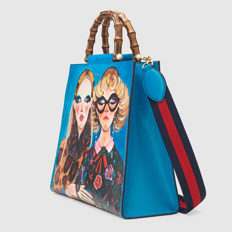 487005 GUCCI Unskilled Worker GG Marmont系列 主題印花 竹節提手 手提肩包