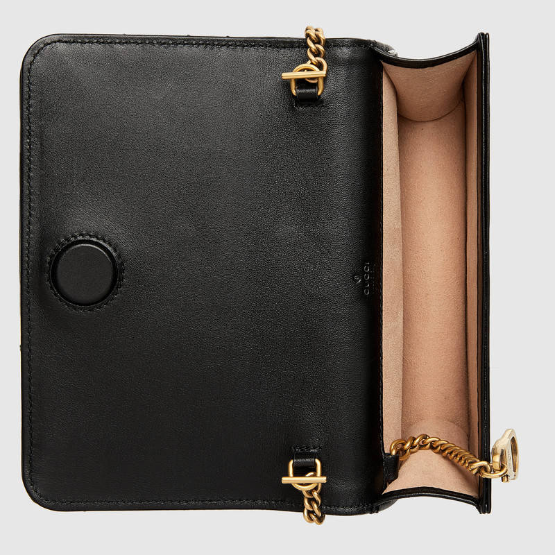 488426 GUCCI GG Marmont系列動物造型鉚釘 絎縫皮革 雙G標(biāo)志 迷你 鏈條肩背包