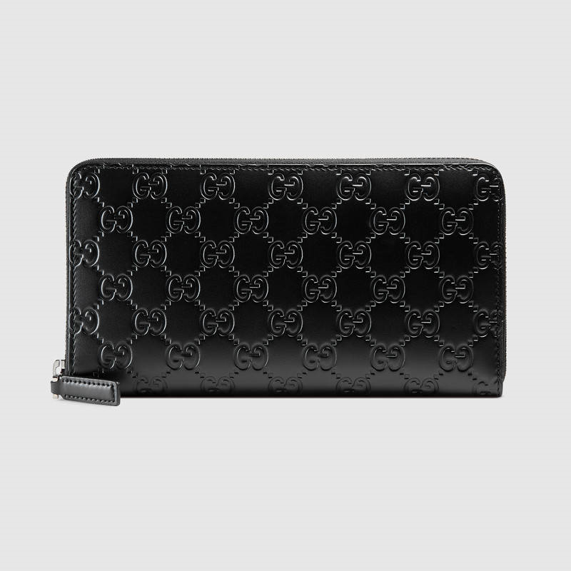 Gucci錢包 Gucci長款錢包 古馳男包 卡夾 Signature真皮包 黑色