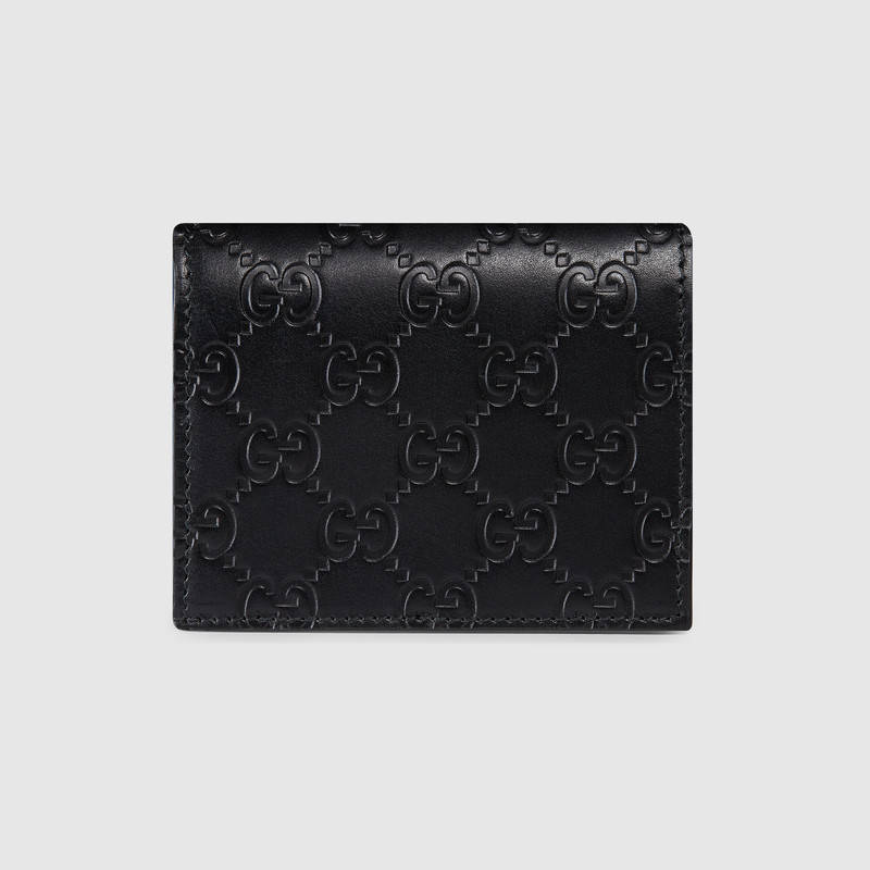 406924 Gucci Signature系列 熱壓皮革 蝴蝶結(jié) 卡片夾 黑色