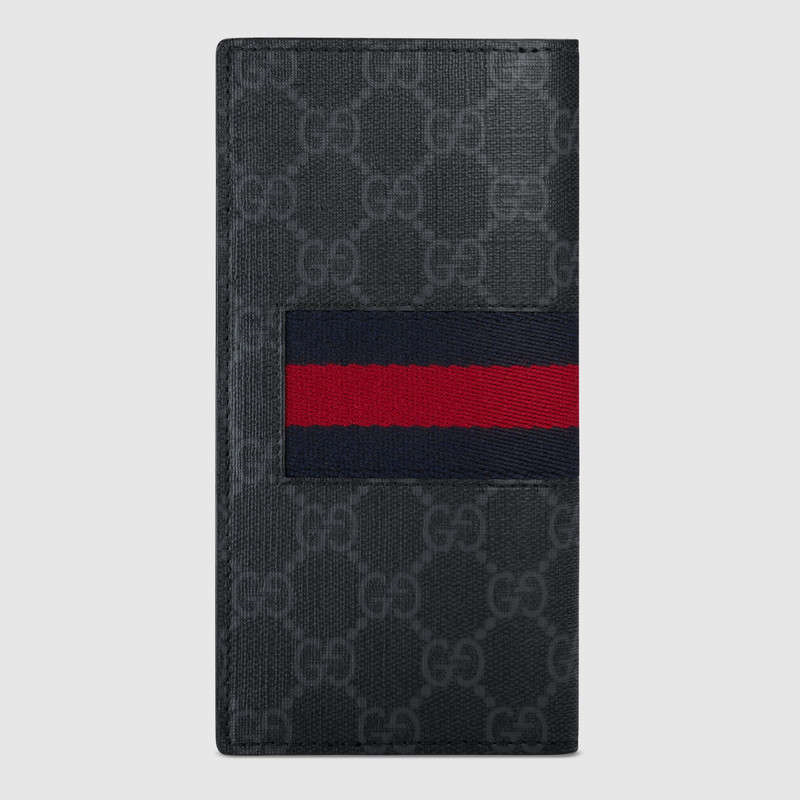 408836 Gucci最新款 Gucci時尚男士錢包 古奇雙G Supreme錢夾 灰色