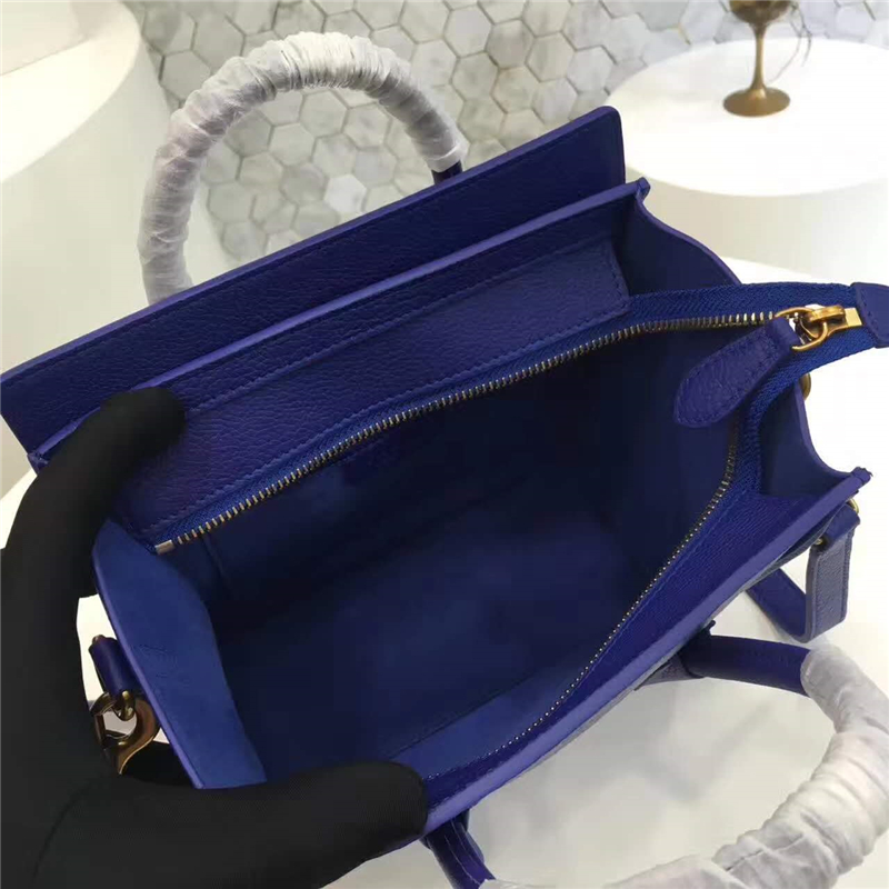 2017賽琳 celine笑臉包 囧臉包真皮 中號 頭層牛皮 翅膀手提包 寶藍色