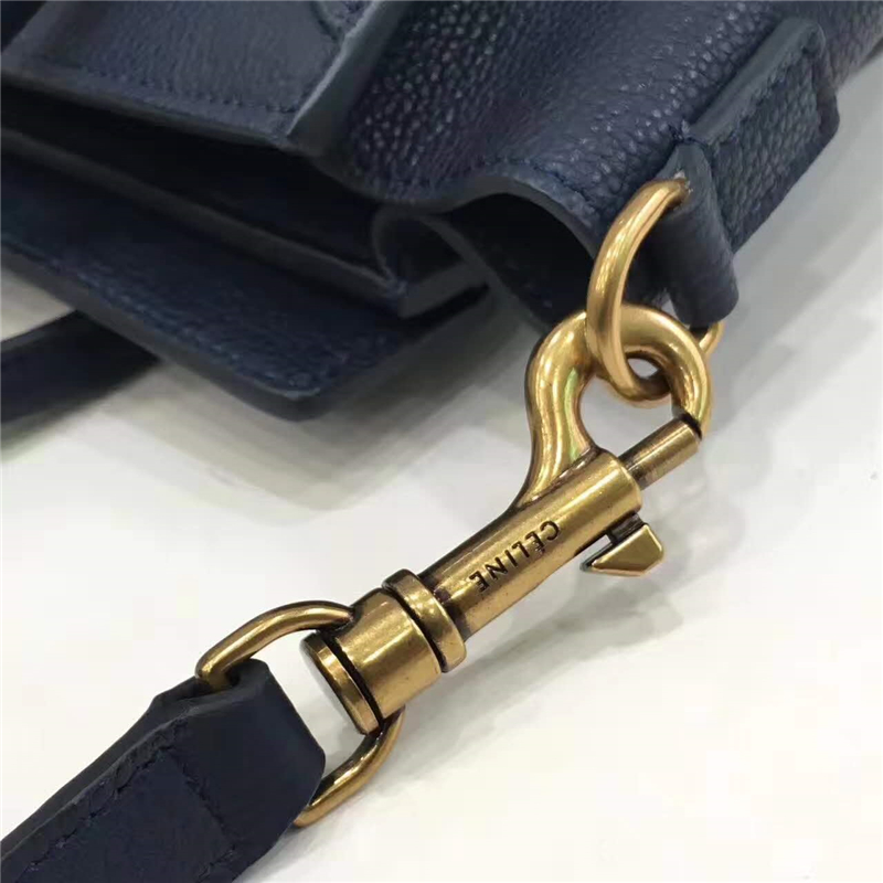 2017賽琳 celine笑臉包 囧臉包真皮 中號 頭層牛皮 翅膀手提包 藏藍色