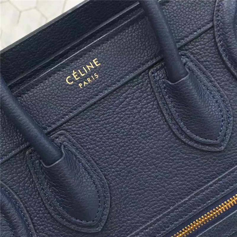 2017賽琳 celine笑臉包 囧臉包真皮 中號 頭層牛皮 翅膀手提包 藏藍色