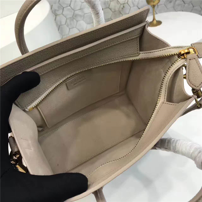 2017賽琳 celine笑臉包 囧臉包真皮 中號 頭層牛皮 翅膀手提包 淺灰色