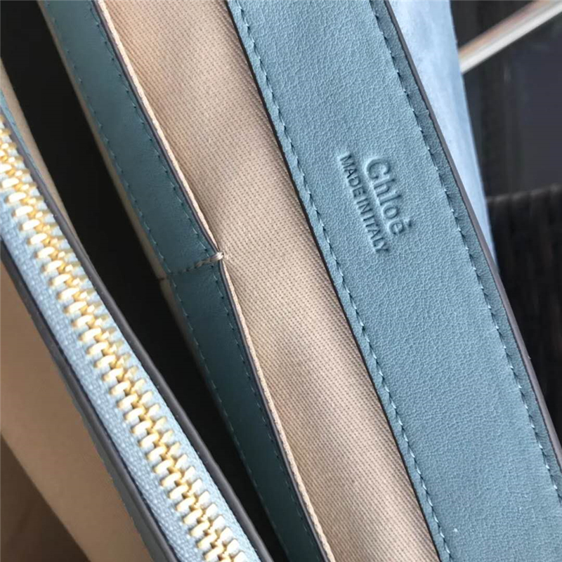 Chloé 珂洛伊 Faye Day 定制肩帶 小號 圓環鏈條 單肩斜挎包 灰藍色