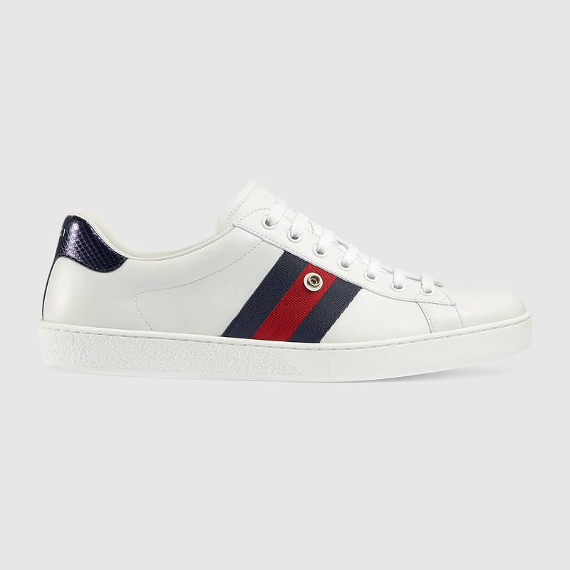 477107 GUCCI Ace系列 刺繡搭配釘珠黑豹 可拆卸貼飾 運動鞋 白色