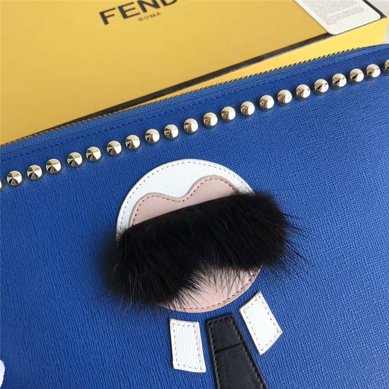 FENDI 0363克公仔 芬迪手拿包 老佛爺造型 芬迪錢包 藍色