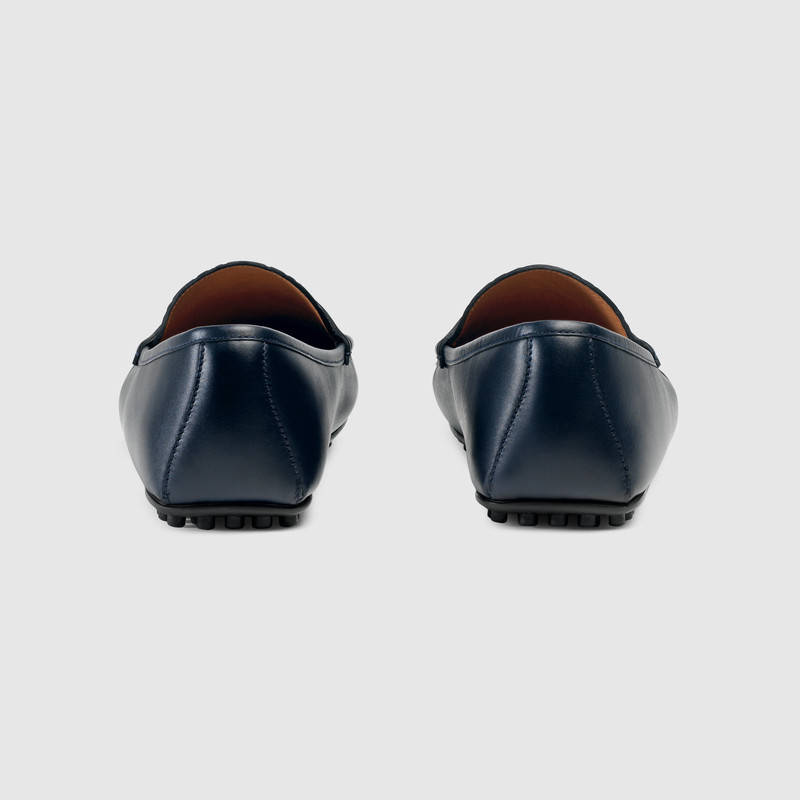 431063 GUCCI 熱壓印技術(shù)Gucci Signature真皮 駕車鞋 藍(lán)色