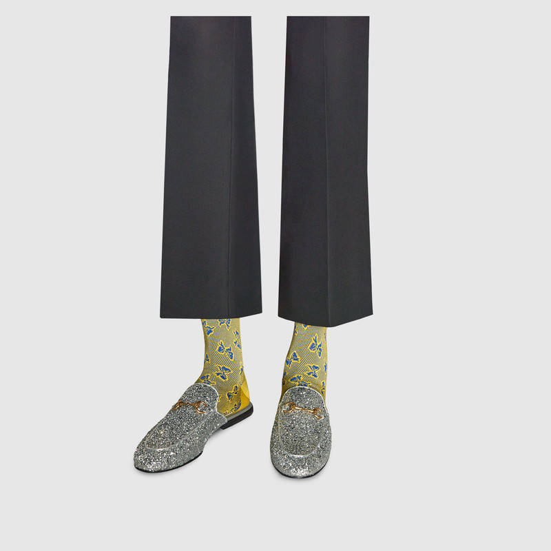 432773 Princetown系列 閃光皮面 馬銜扣 拖鞋 銀色