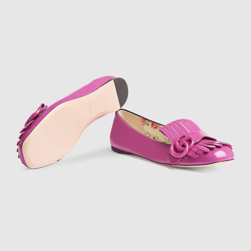 475818 GG Marmont 系列 漆皮芭蕾舞鞋 粉色