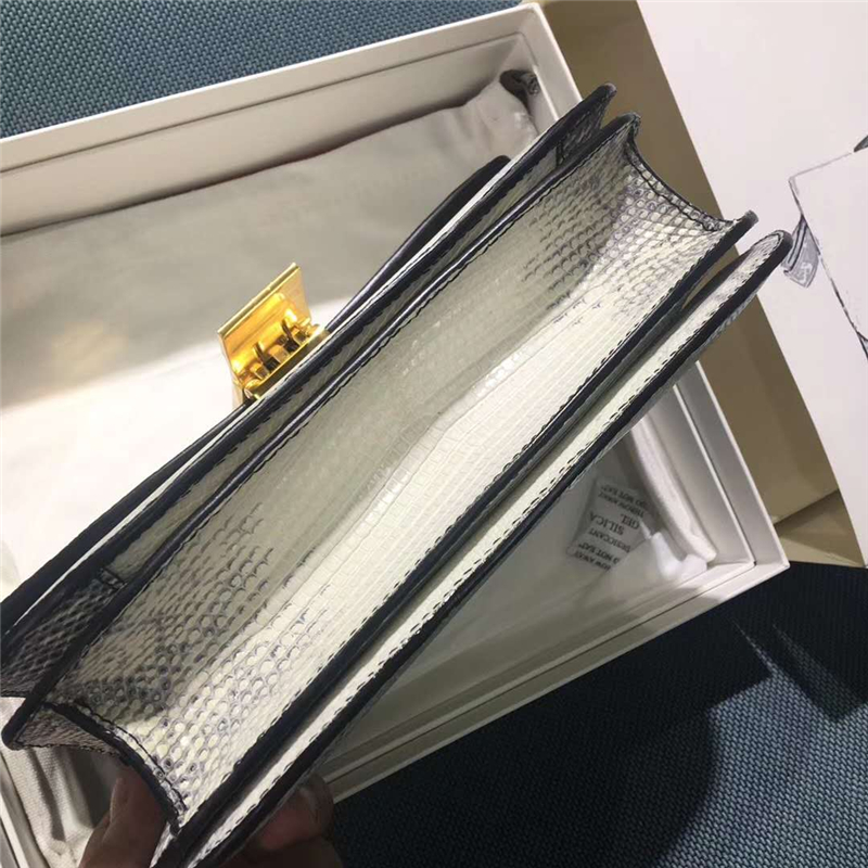 CELINE 賽琳 17款秋冬 CLASSIC BOX 蜥蜴皮 中號 女士單肩包 白色