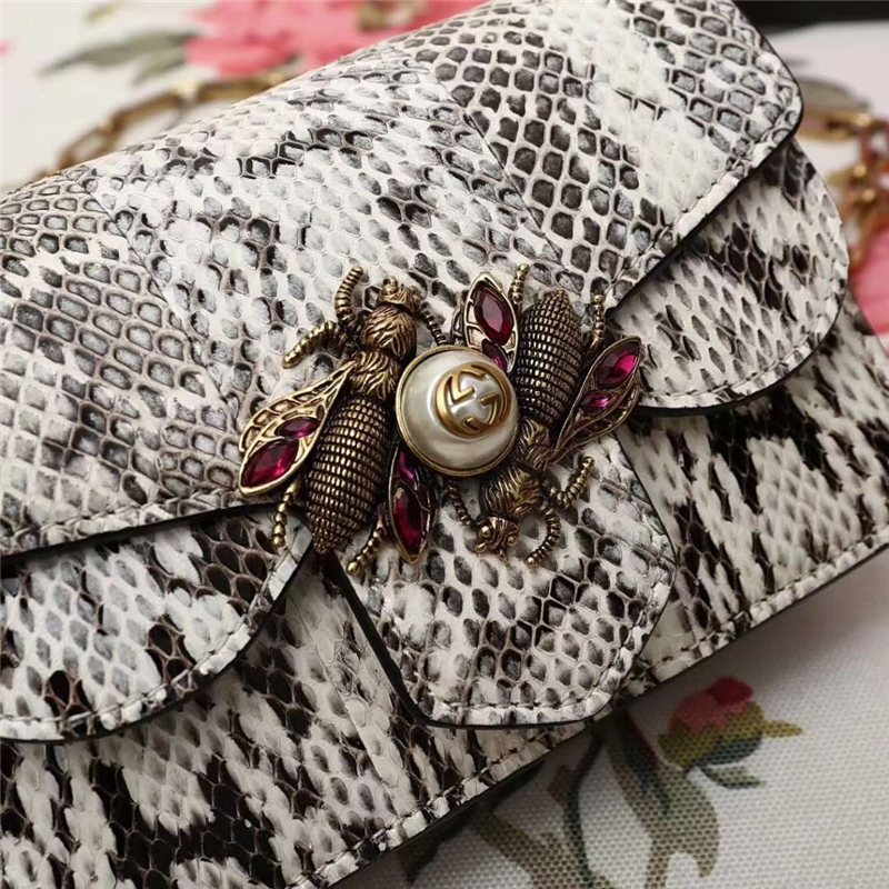 489218 GUCCI Broadway 系列 天鵝絨 迷你手袋 蛇皮紋