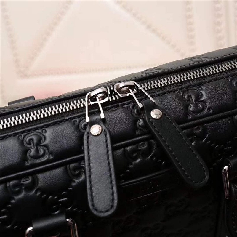 201480 Gucci標志真皮 熱壓紋 原單 男士公文包 黑色