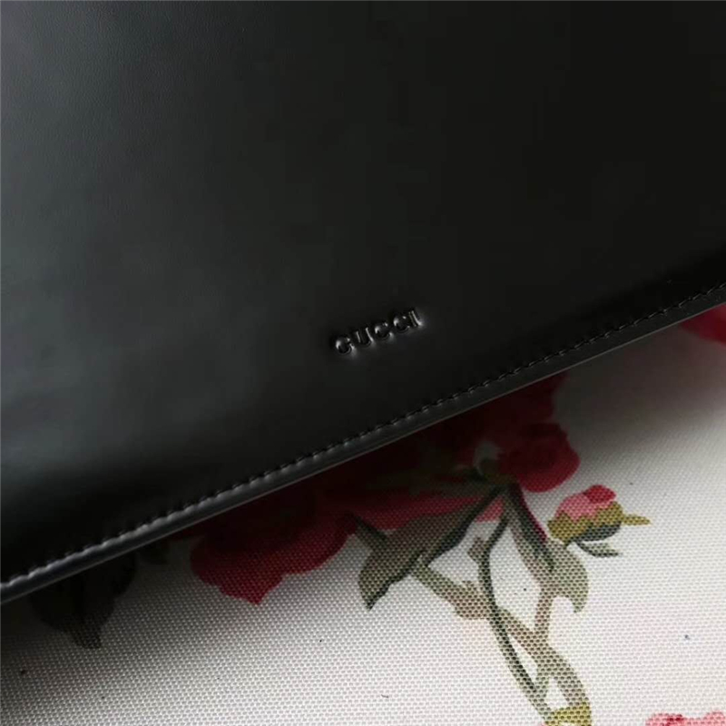 466405 GUCCI 龍頭 真皮 綢緞提手 雙蝴蝶結 斜跨手提包 黑色