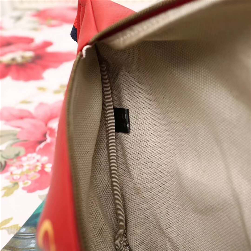 493869 GUCCI 新款大貨 進口牛皮 彩印涂鴉 休閑腰包 紅色