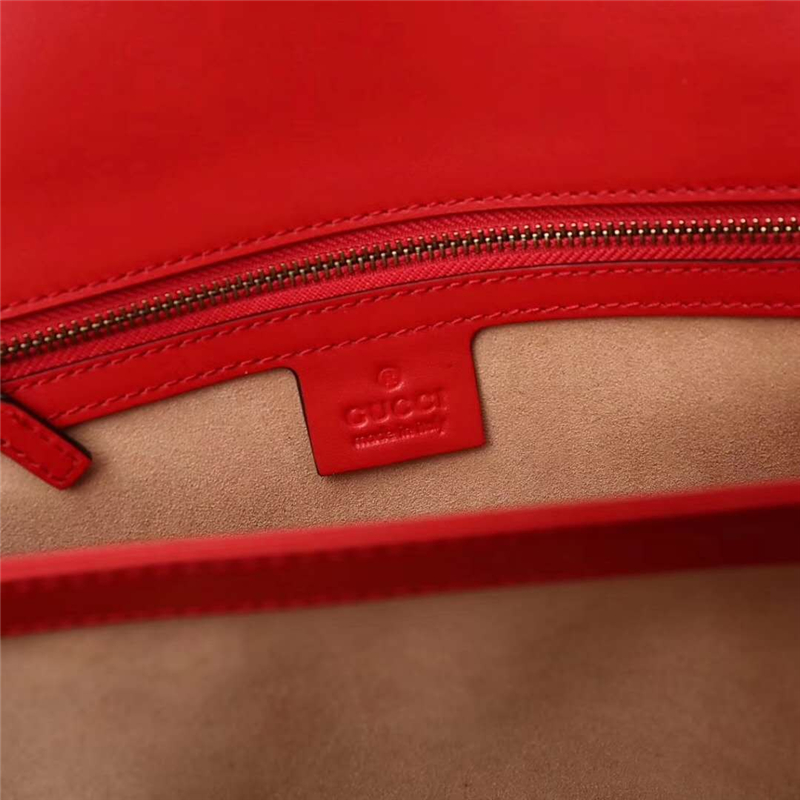 477330 GUCCI 秋冬最新 虎頭 lOVED字母印花 鏈條單肩包 紅色