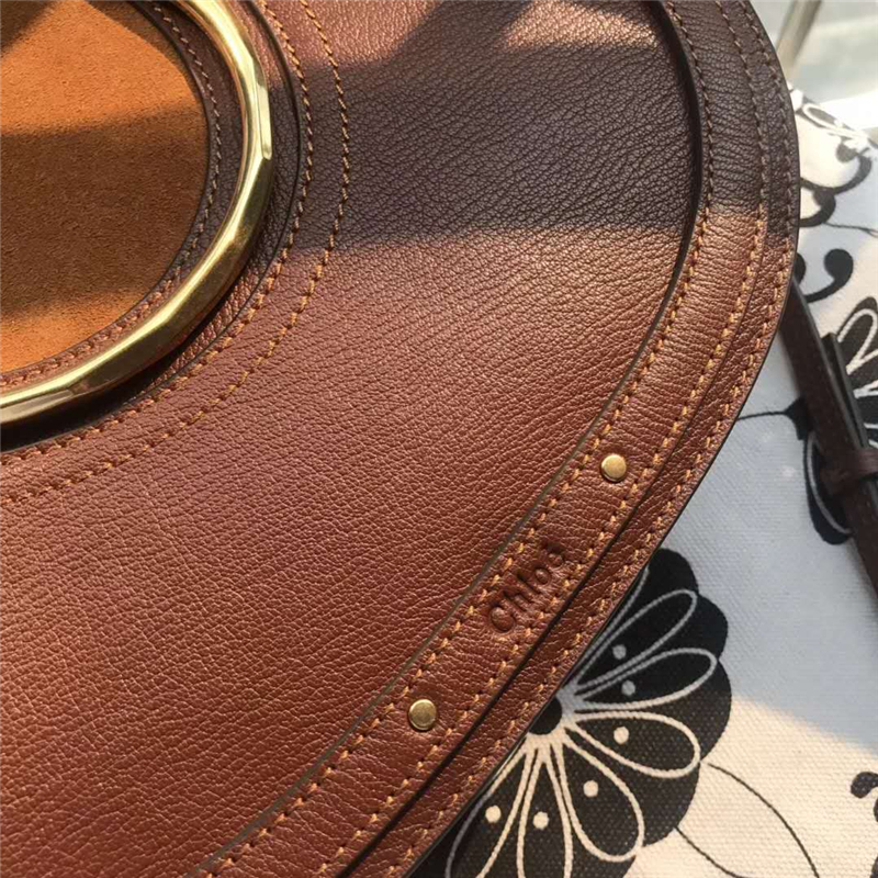 Chloe 蔻依 17新款 Pixie大號女包 牛皮拼磨砂 手提肩包 棕色
