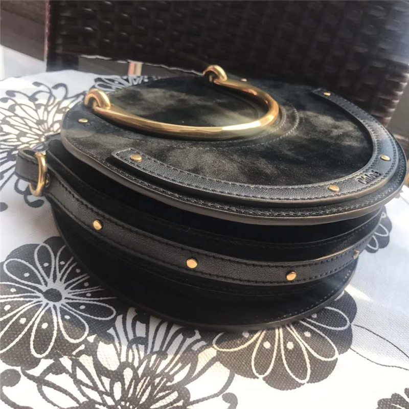 Chloe 蔻依 17秋冬 Pixie手環包 磨砂拼皮 圓形手提包 黑色