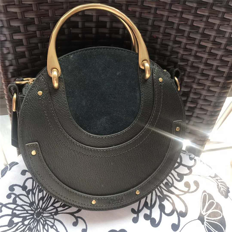 Chloe 蔻依 17秋冬 Pixie手環包 磨砂拼皮 圓形手提包 墨綠色