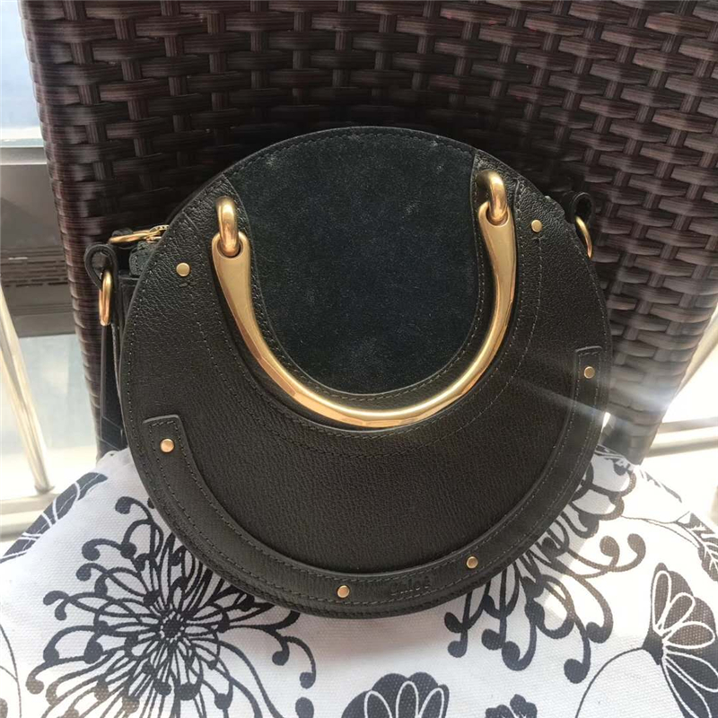 Chloe 蔻依 17秋冬 Pixie手環包 磨砂拼皮 圓形手提包 墨綠色