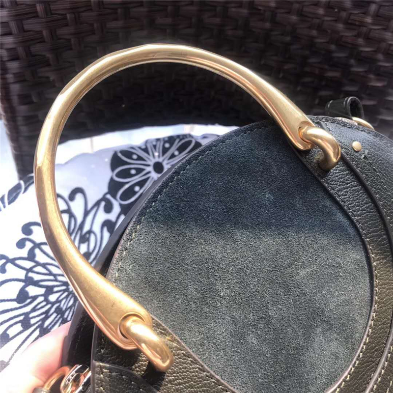 Chloe 蔻依 17秋冬 Pixie手環包 磨砂拼皮 圓形手提包 墨綠色