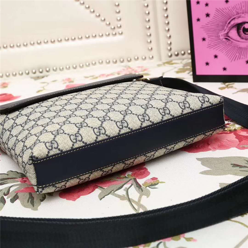 353431 GUCCI 雙G印花 真皮拼布翻蓋 女款 單肩斜跨包 灰白色