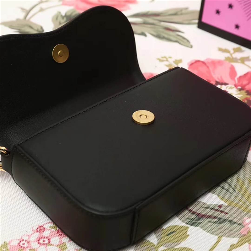 476804 Gucci 秋冬新款 全皮 虎頭 珍珠 鏈條手拎單肩包 黑色