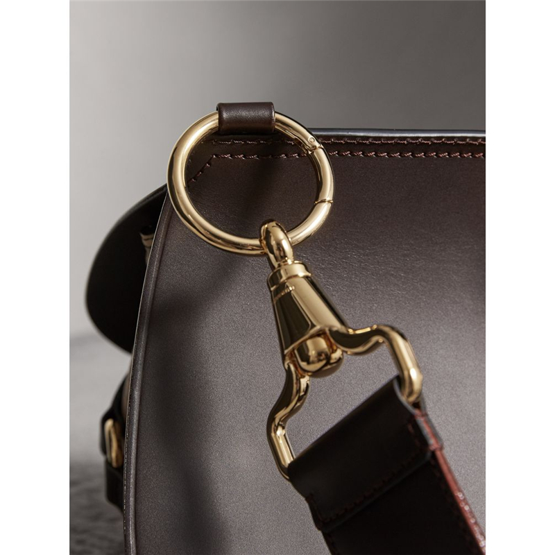 40669941 巴寶莉 The Bridle系列 Haymarket 格紋拼皮革 巴寶莉女包 馬勒包 深丁香棕色