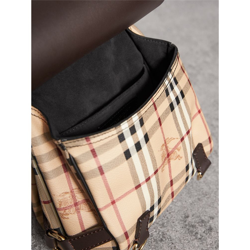 40669941 巴寶莉 The Bridle系列 Haymarket 格紋拼皮革 巴寶莉女包 馬勒包 深丁香棕色