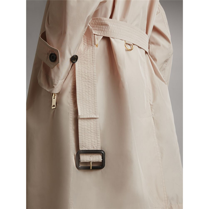 40541171 Burberry巴寶莉 輕便褶飾大衣 女士中長款風衣 古典灰褐粉紅