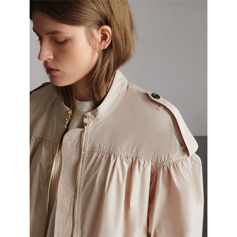 40541171 Burberry巴寶莉 輕便褶飾大衣 女士中長款風衣 古典灰褐粉紅